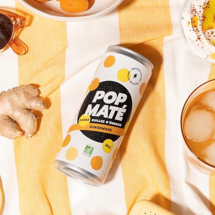 POP Mate – Pack multisabores – Bebida energética natural – Bajo en azúcar y calorías, sin edulcorantes, veganos, sin gluten, Made in France – 12 latas de 25 cl iRaS3Dog