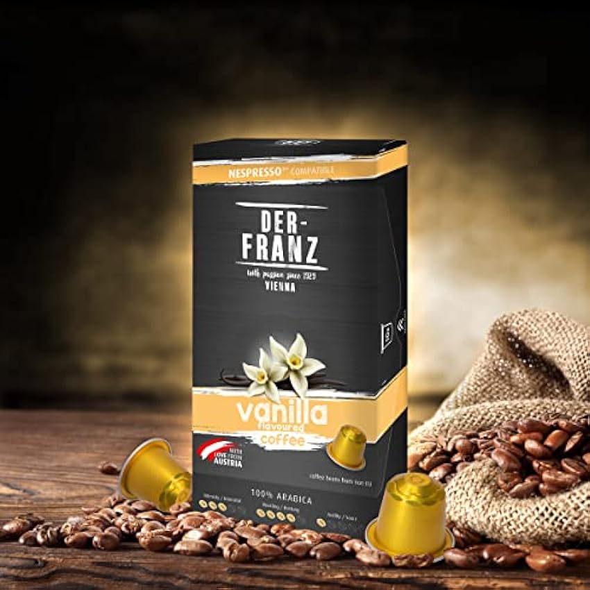 Cápsulas de café compatibles con Nespresso, 6 x 10 Cápsulas, aromatizado con aroma a Vainilla Nfo2AHlG