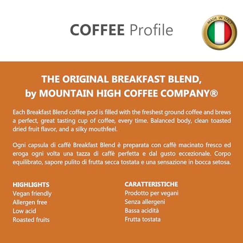 Mountain High, Calidad Brekfast Blend, Café Americano en Cápsulas Compatibles con Keurig K-cup 2.0, Caja de 100 Cápsulas FWgEwU0K