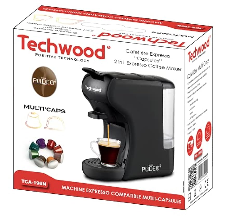 Techwood TCA-196N Capsule Coffee Maker (Black) HH8DWlz1