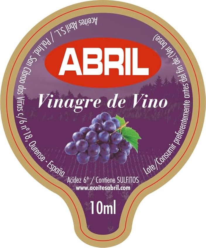 ABRIL - Tarrinas Monodosis Vinagre de Vino Tinto, Aromas acéticos, Ideal para Hostelería y Cafeterías (10 ml - Caja de 168 tarrinas) mAkIKwUB
