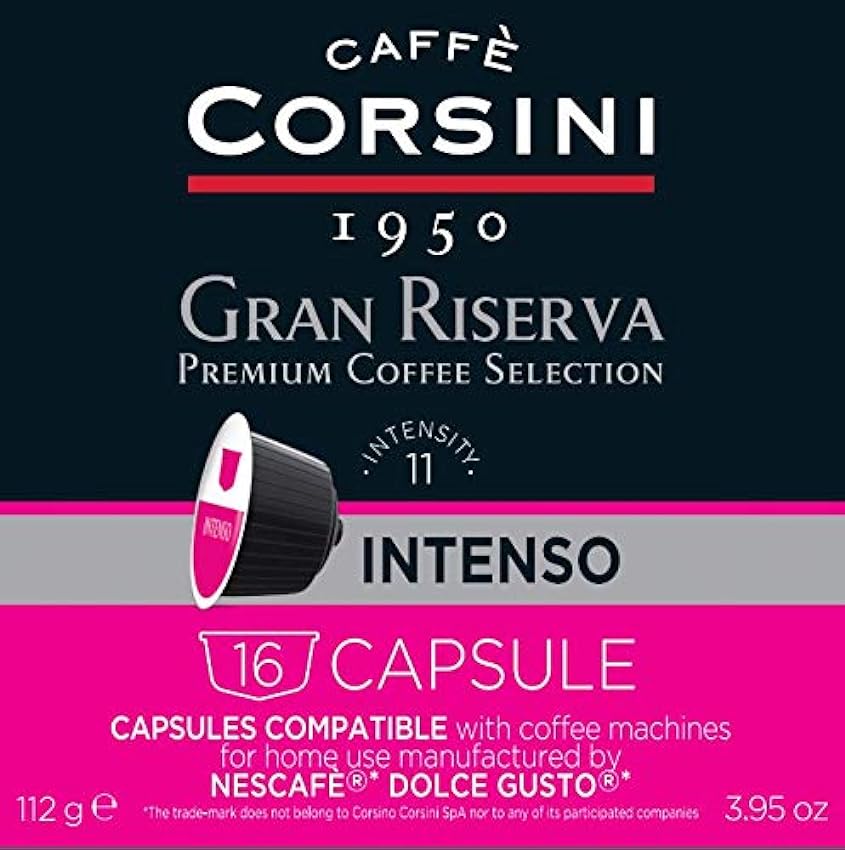 Caffè Corsini Gran Riserva Intense Espresso Coffee Dolcegusto, 6 Pack de 16 Cápsulas, Intenso, 96 Unidades orBEMdKP
