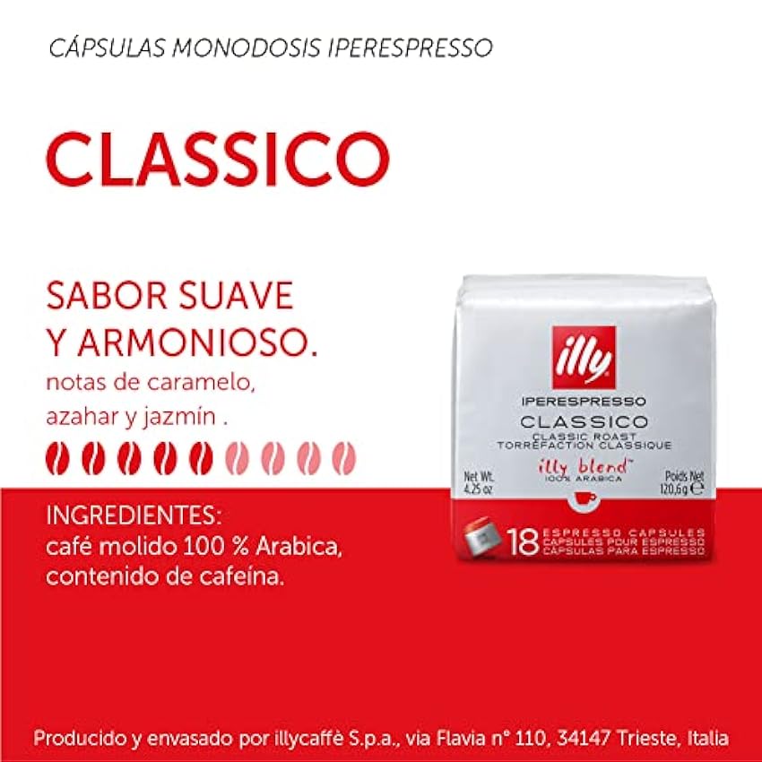 Illycaffè Cápsulas café Iperespresso Tueste CLASSICO, 6 cubos de 18 cápsulas, total 108 cápsulas NLUeaMhD