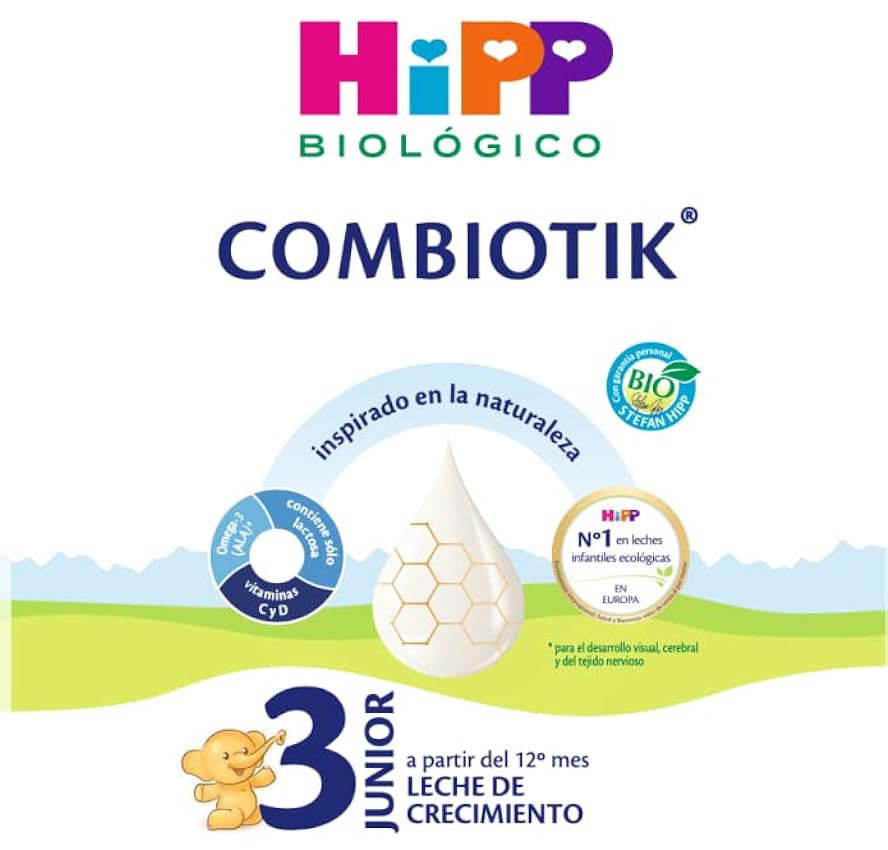 HiPP Combiotik 3 - Leche para bebés Ecológica - 800 gr - Leche BIO para bebés a partir 12 meses - Contiene Lactosa, Omega-3, Prebióticos, Vitaminas C y D - Sin GMO - Especial fácil digestión JclR6o8P