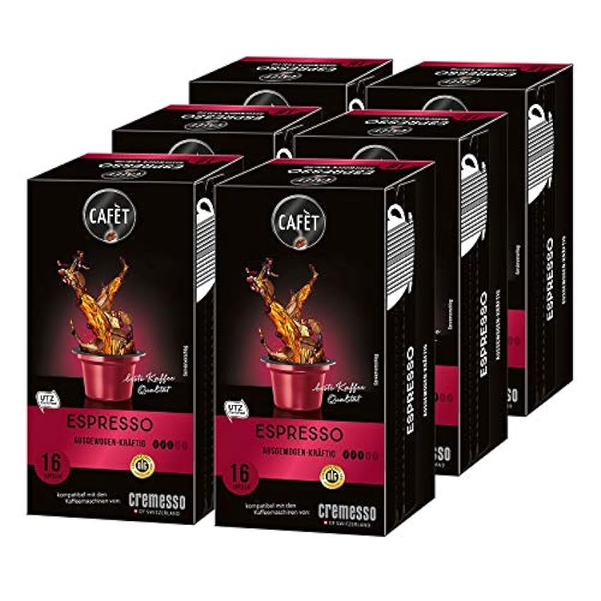 Cafet para Cremesso, Espresso 96 cápsulas (6 x 16 cápsulas) oOWMQ7TG