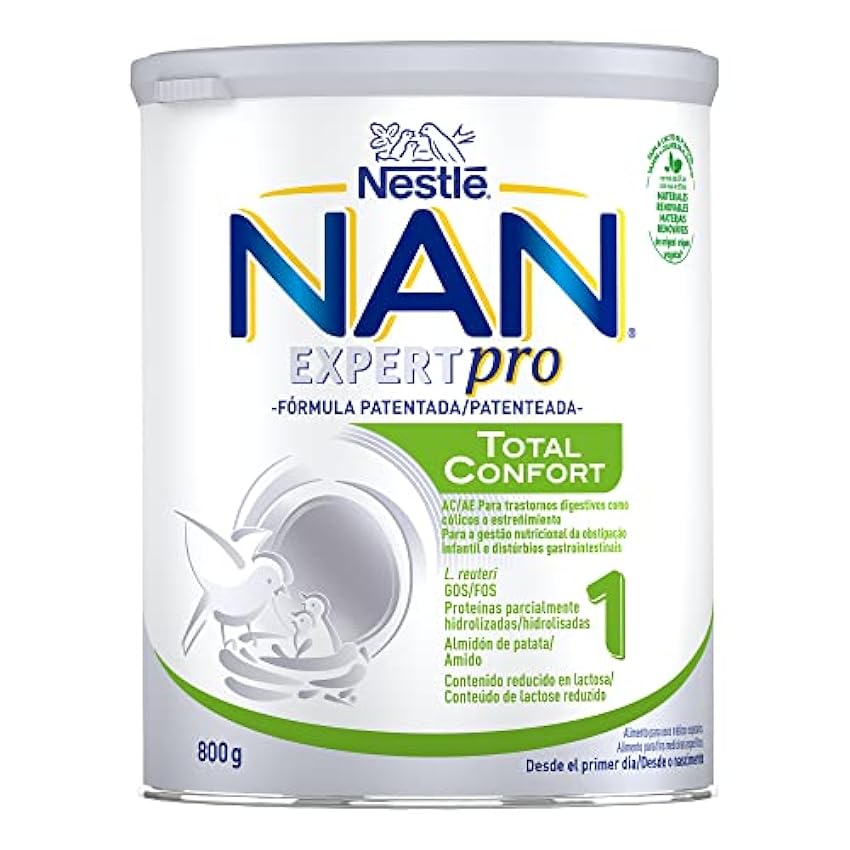 NAN Nestlé Total Confort 1 Fórmula en Polvo para Bebés, 3 x 800g FjA1RLqe