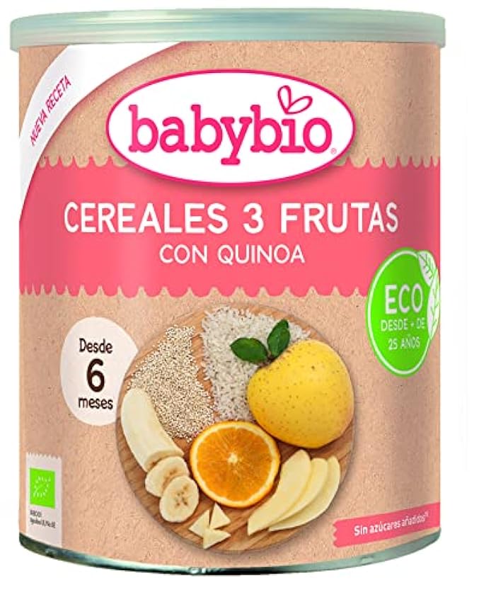 Babybio - Cereales Frutas Con Quinoa - 220 G - Desde 6 Meses - Bio l3RLkxmo