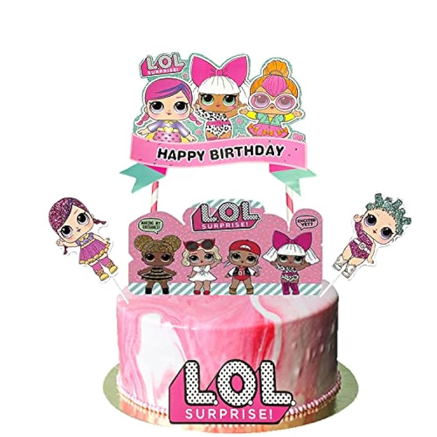 5 adornos para tartas de LOL, para decoración de tartas de cumpleaños, para niñas lamCHhuQ
