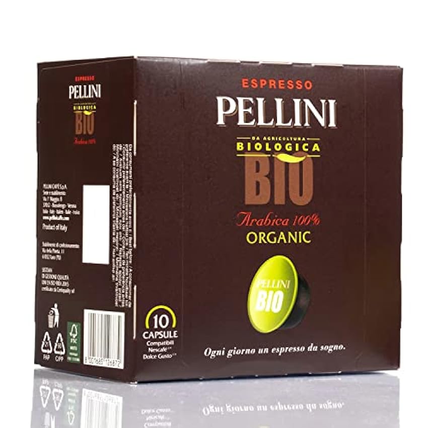 Pellini Caffè - Espresso Pellini Bio Arabica 100% (Orgánico) - 60 Cápsulas (6 x 10) - Compatible Con Máquina Nescafé Dolce Gusto FVGsvKjo