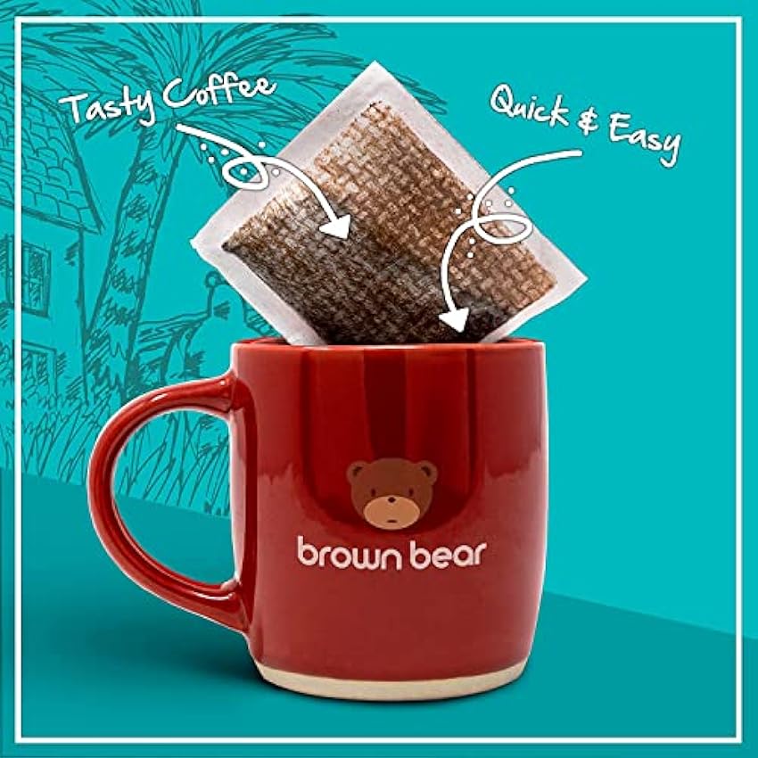 Brown Bear Bolsas de café molidas brasileñas, Sweet Brasil, 50 bolsas de café, tostado medio, fuerza 3, 5 por ciento de ventas donadas para liberar a los osos nLXWIEks