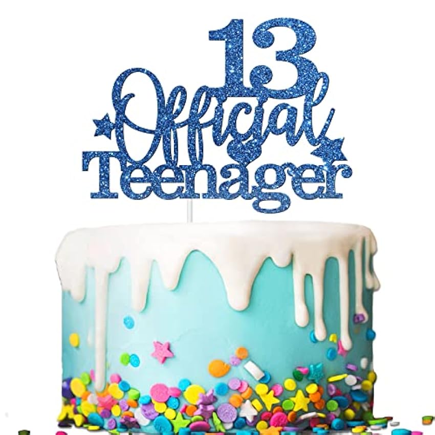 Tenhaisi Azul profundo oficial de 13 tartas, decoración de fiesta de cumpleaños para niños y niñas, trece años de edad, suministros de fiesta de aniversario iphfY8rD