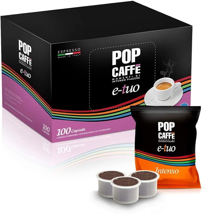 100 Cápsulas Pop Caffè E-TUO 1 Intenso compatibles con Flor Flore, E´i Espresso y Mita MPS, aroma auténtico jrpaMDQY
