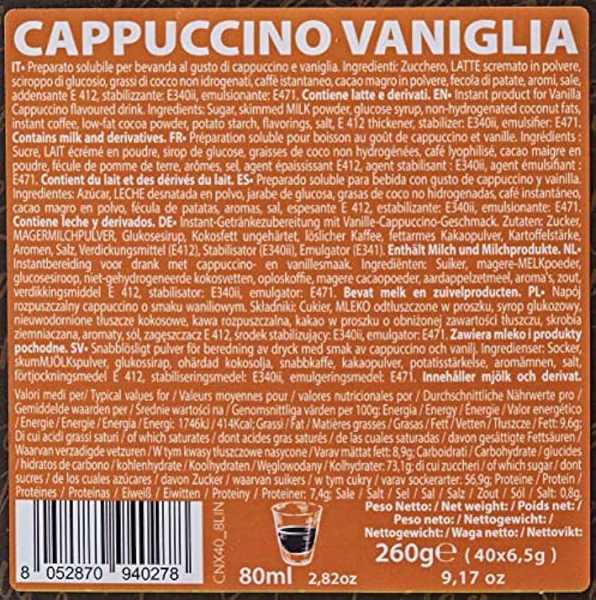 Note d´Espresso - Capuchino Vainilla - Cápsulas compatibles con Cafeteras NESPRESSO - 40 caps m5LCt25c