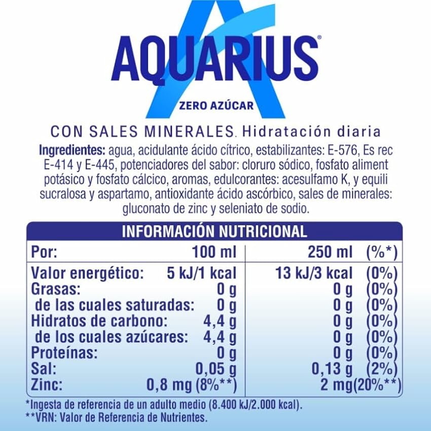 Aquarius Zero Azúcar Limón - Bebida funcional con sales minerales, sin azúcar - botella 1,5L - Pack de 6 LfyJ2RCj