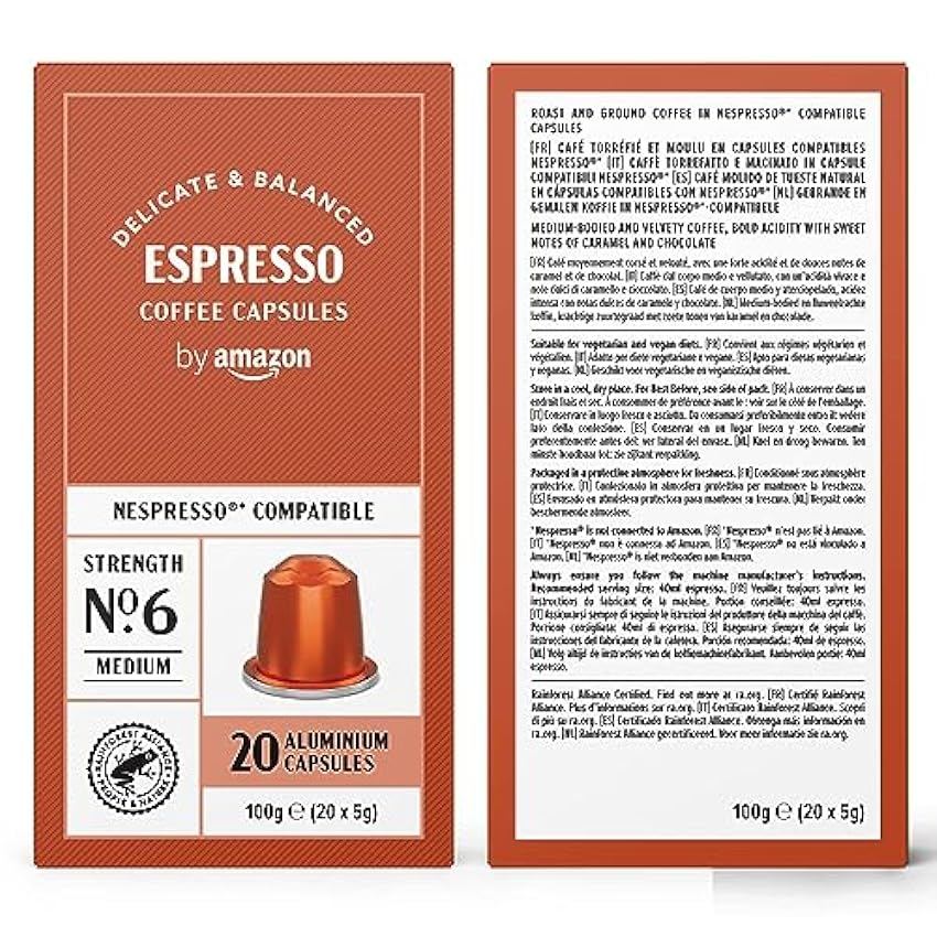 by Cápsula de café Paquete Variado compatibles con Nespresso, 100 Unidad, 5 Paquetes de 20, Certificado por Rainforest Alliance hREOhU6U